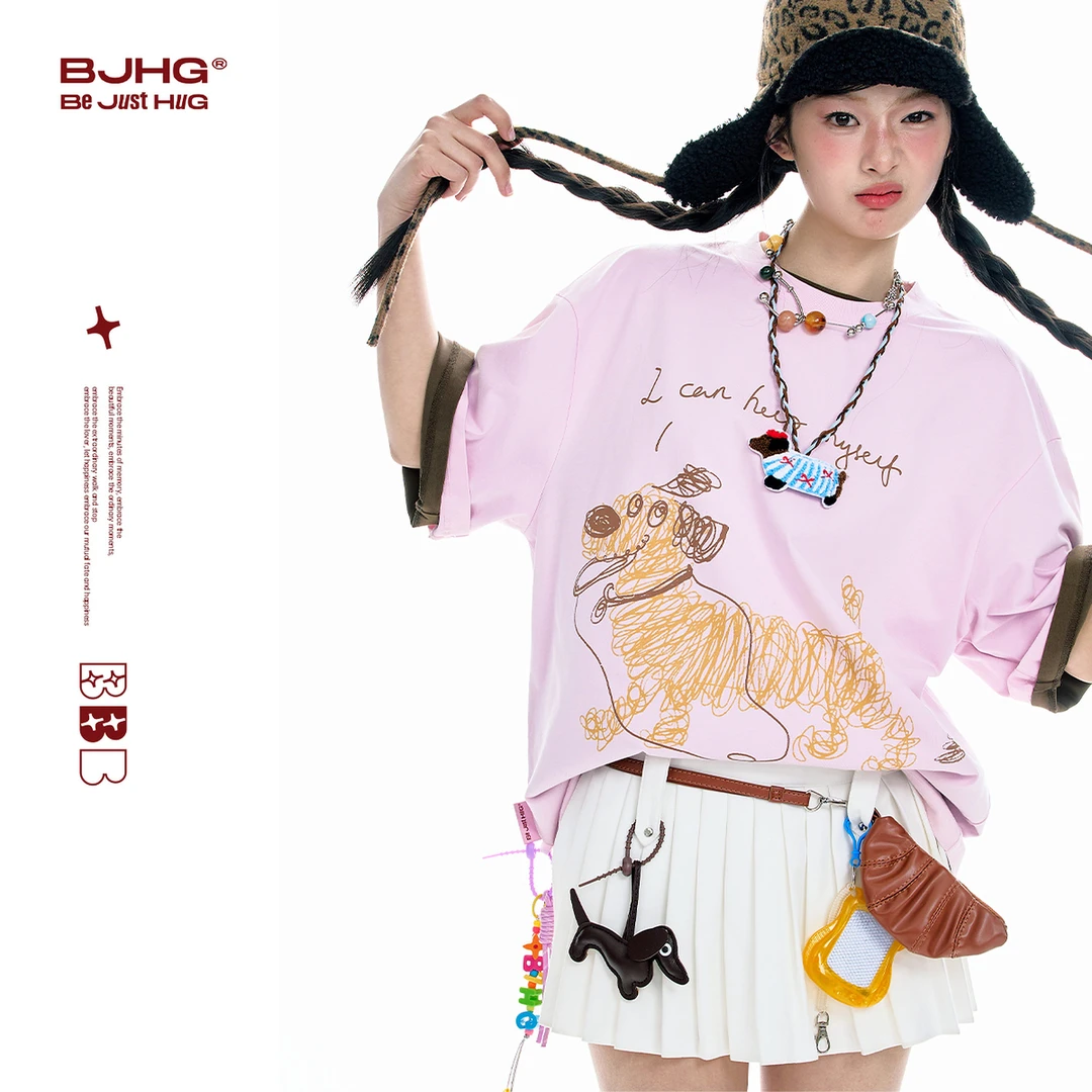 【专属】BJHG不计后果 美式凉感短袖t恤男夏防晒速干宽松情侣半袖