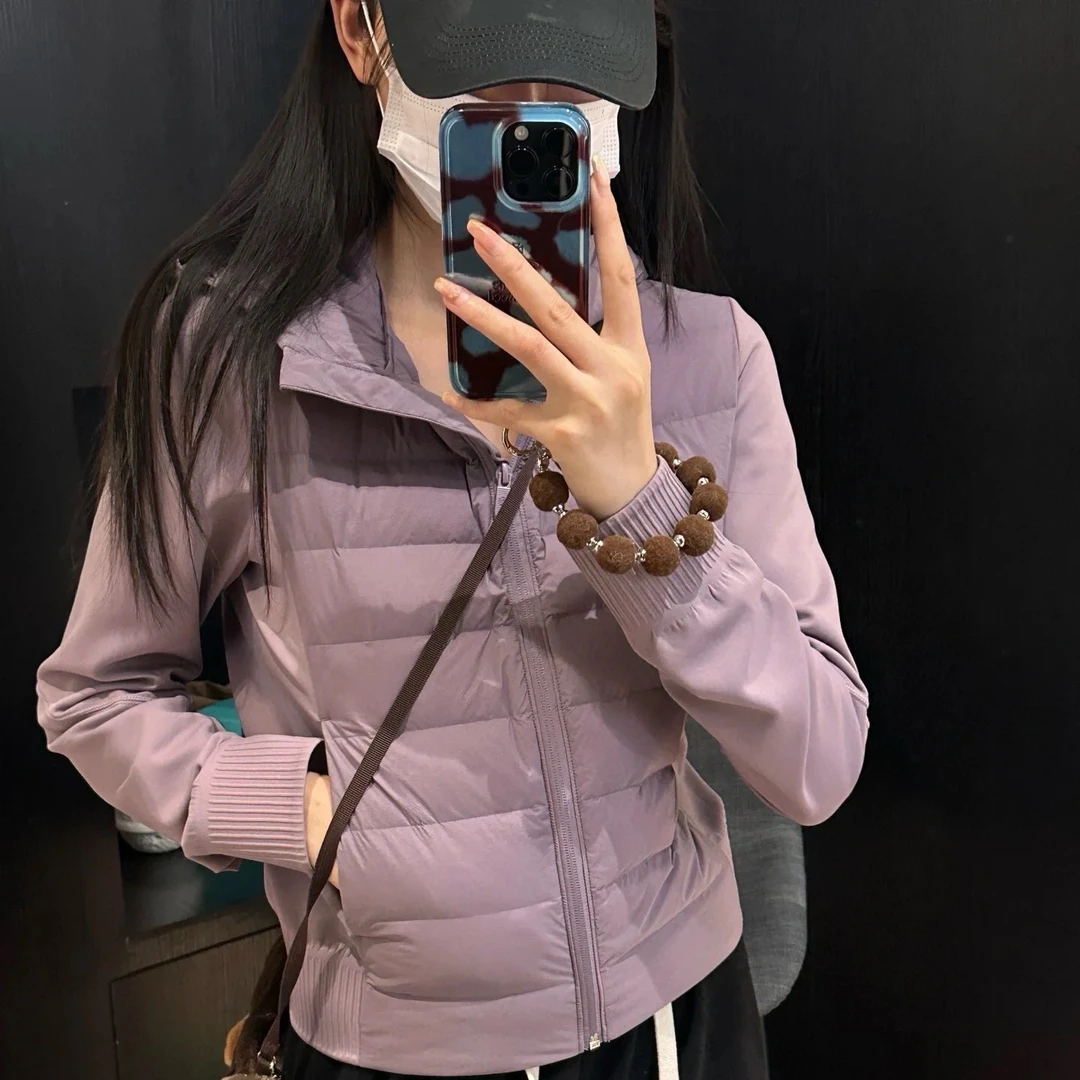 内购95鹅 紫色 冬季连帽加厚保暖白鹅绒运动羽绒服 727