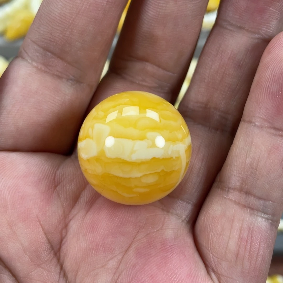琥珀未镶嵌珠宝奇石尺寸27焦皮橘白圆珠单颗