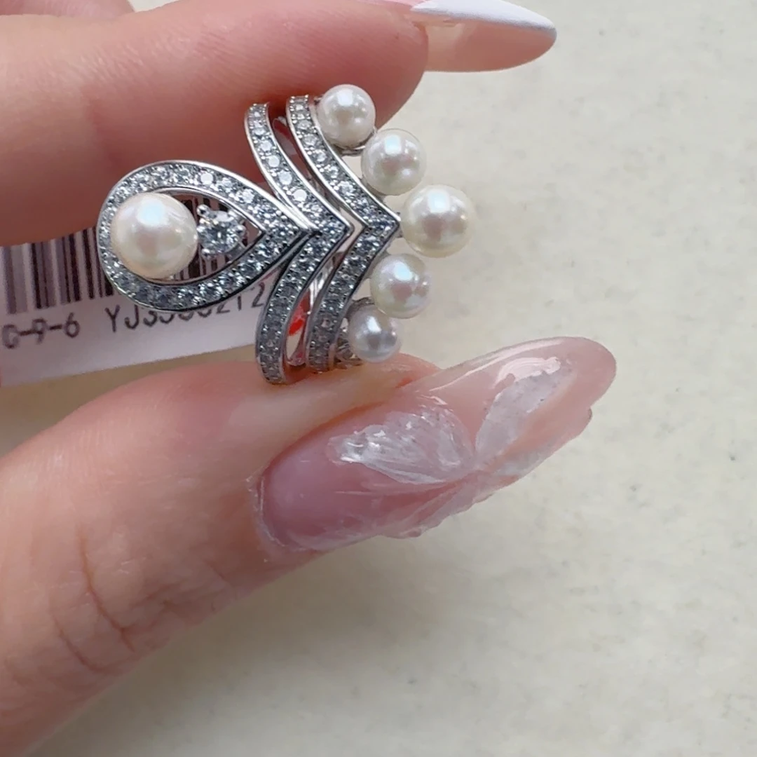 海水珍珠戒指银S925镶嵌@@yj356