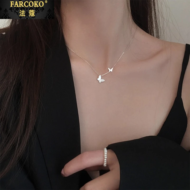 法蔻蝴蝶项链女款精致简约锁骨链送女友老婆生日情人节礼物