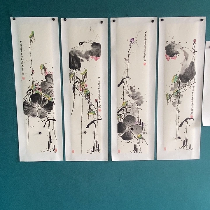 国画三尺对开四条屏