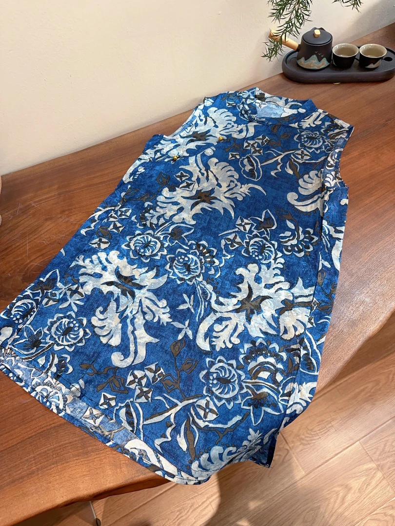 【青花瓷长款】2025夏季新款百搭碎花显瘦新中式短袖女日常中长款