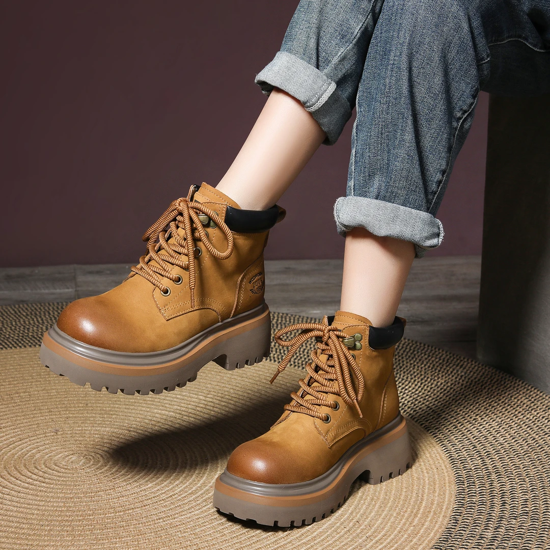 头层牛皮25热销真皮马丁靴女复古英伦风短靴百搭轻便工装靴棉靴