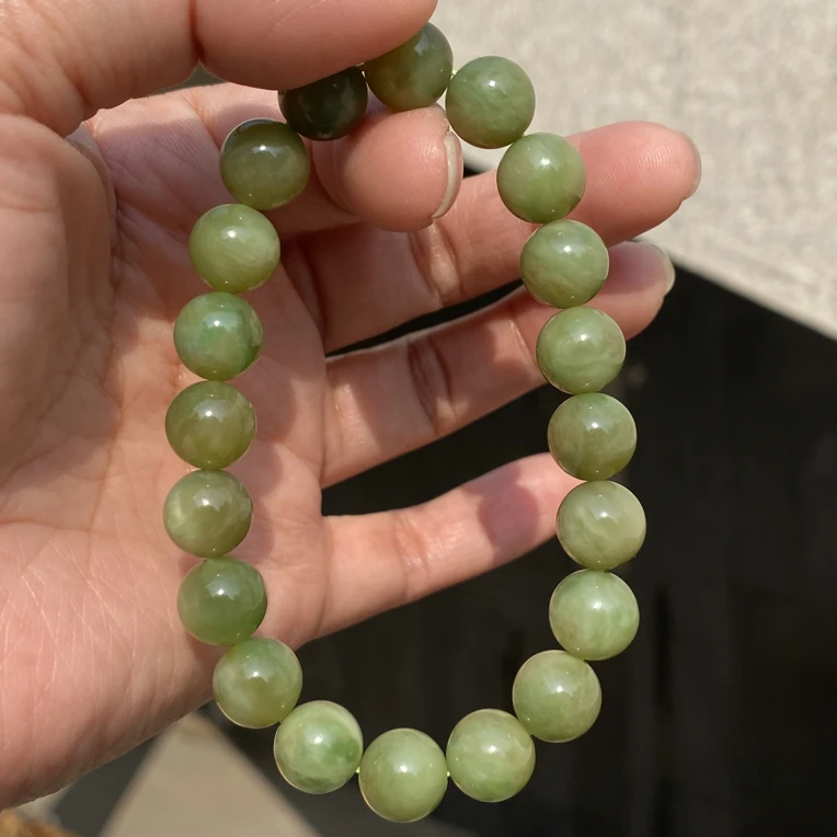 和田玉黑羊洞碧玉手串卡10mm男女同款纯天然真品
