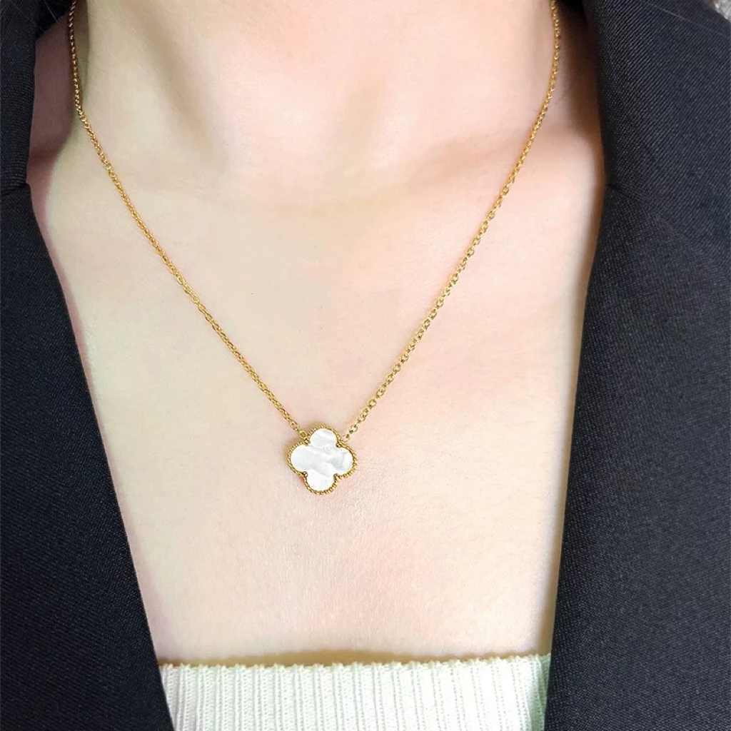 钛钢项链 幸运四叶项链小众轻奢ins风锁骨链777气质时尚百搭经典