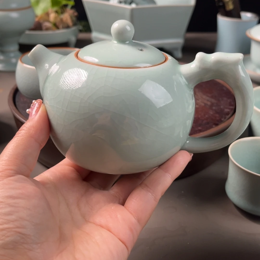 原矿汝瓷冰片冰花西施壶微瑕