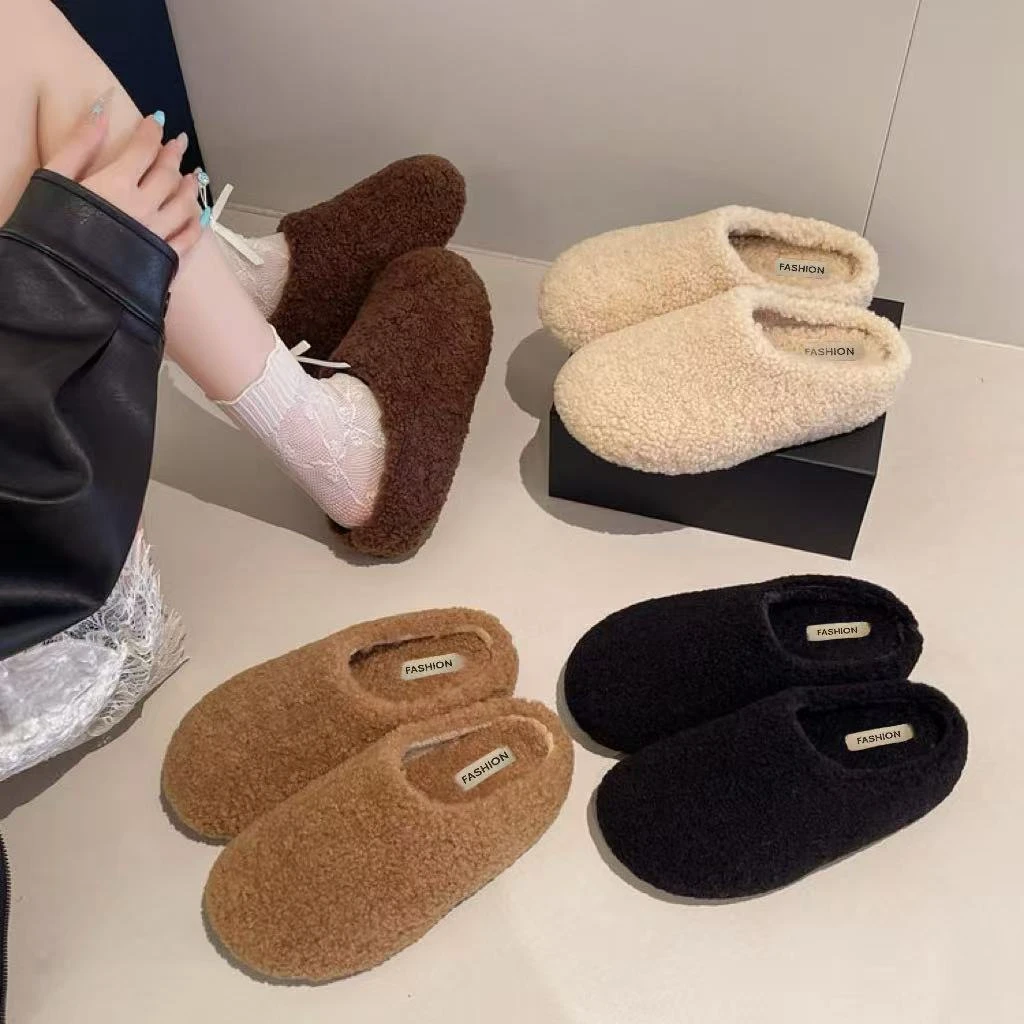 巨好看的厚底增高毛毛拖鞋女外穿2025新款秋冬加绒保暖包头拖