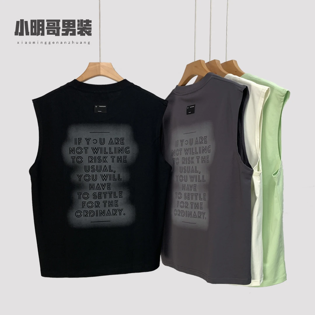 大领口薄款背心男款新款无感印花夏季无袖坎肩背心男士背心0019