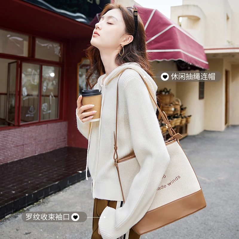 Z834133毛针织衫 香影【高级感】连帽拉链针织开衫女2024秋冬新款