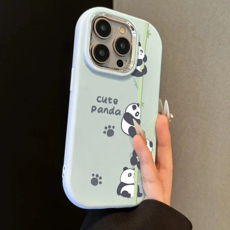 抱竹熊猫适用苹果16手机壳硅胶防摔iphone15promax可爱14情侣款13