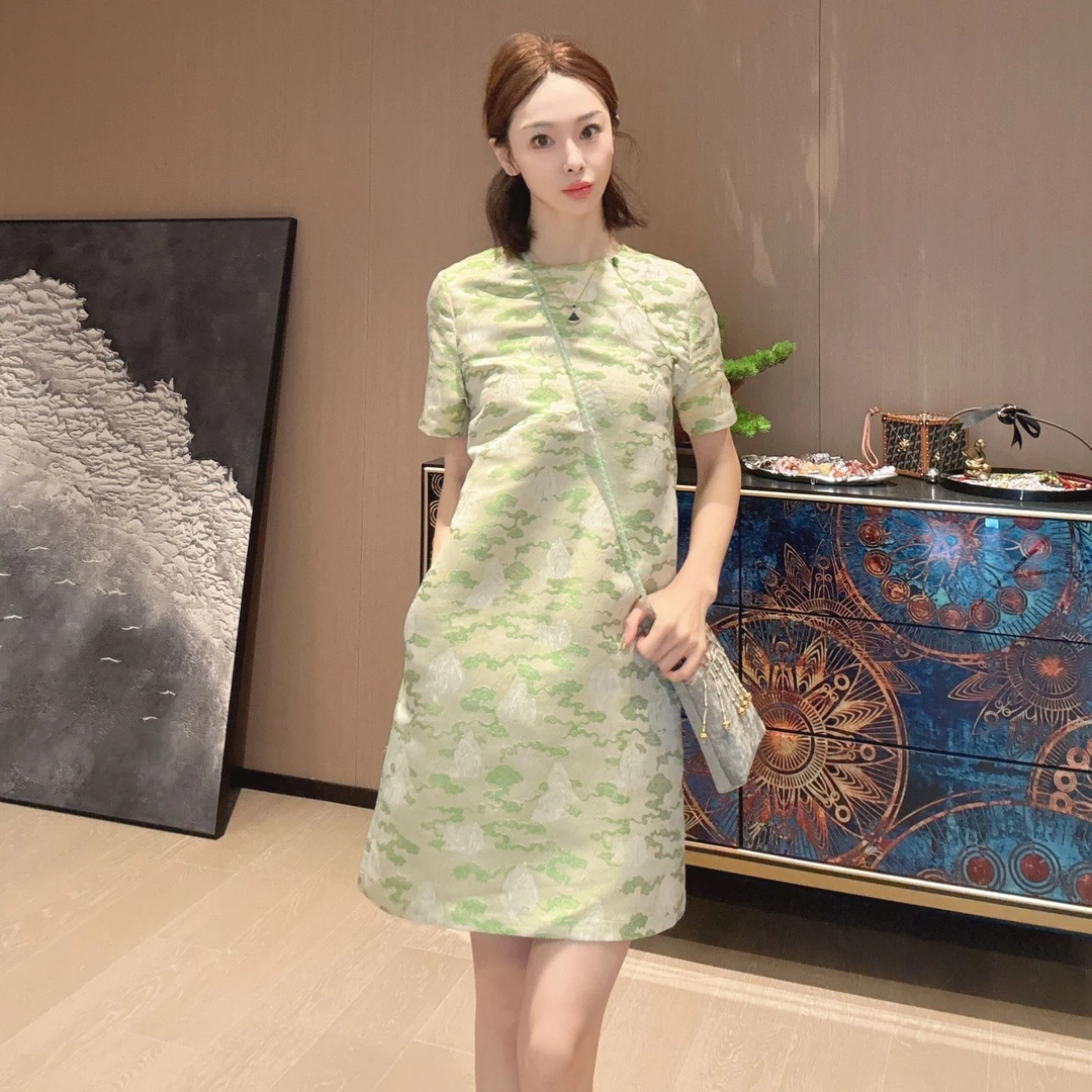 KK颜小新【梦云】新中式国风时尚气质宽松设计师日常夏季短袖连衣裙