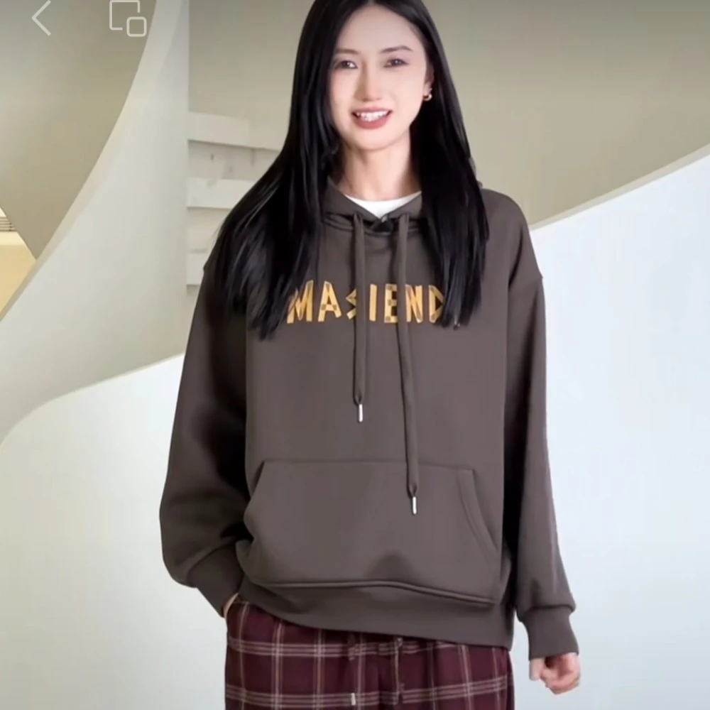 MASIENDI/玛丝恩迪美式连帽加绒宽松套头卫衣330036