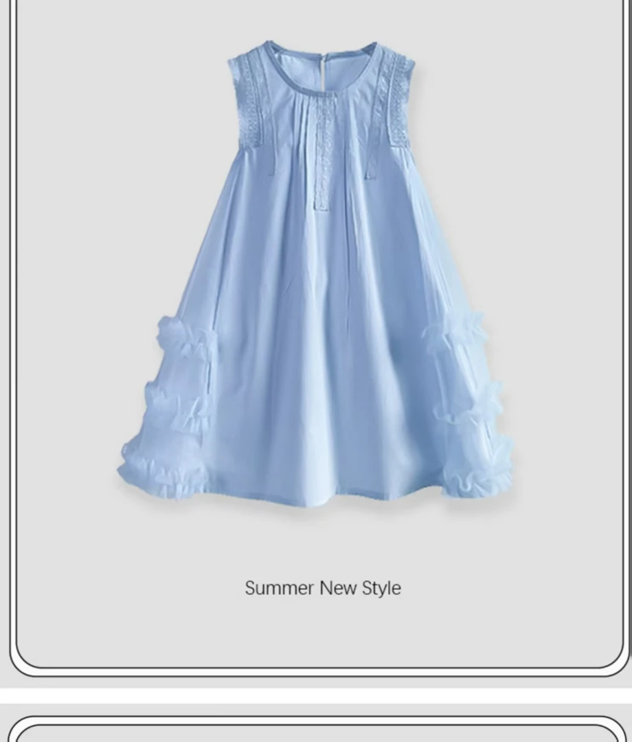 2025新款夏季女童洋气公主背心裙网纱裙女童夏装6-12岁潮zara童装
