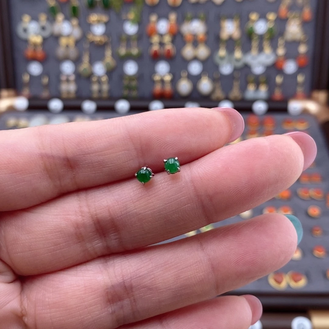 银S925镶嵌和田玉耳饰魏*道