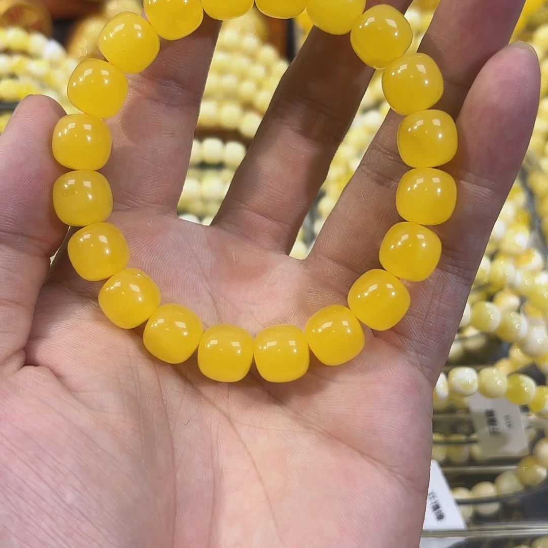 琥珀未镶嵌手链卡 11.2mm 同料焦皮料鸡油黄