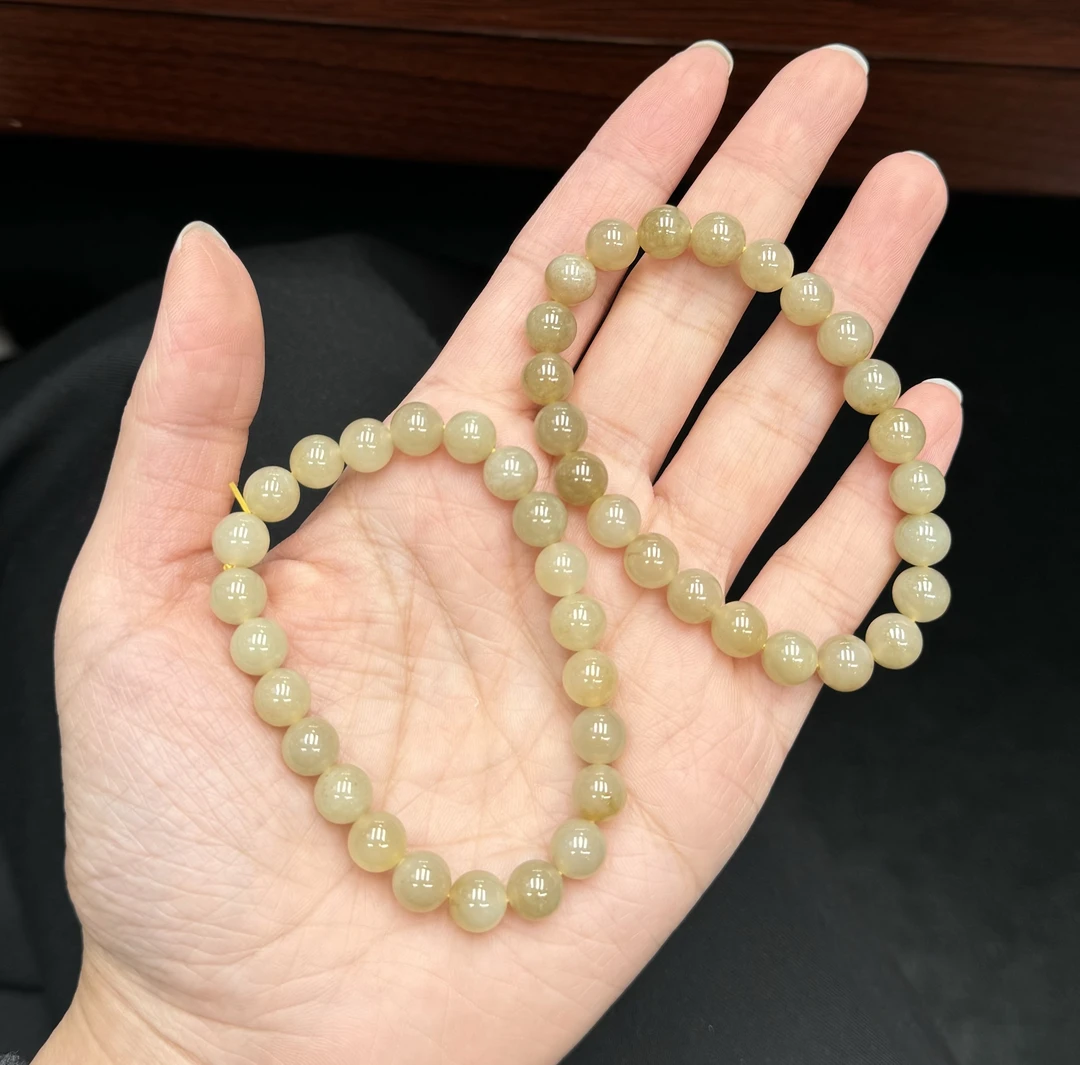 黄冰糖手链8mm和田玉且末糖颜色随机（多样性发其一）