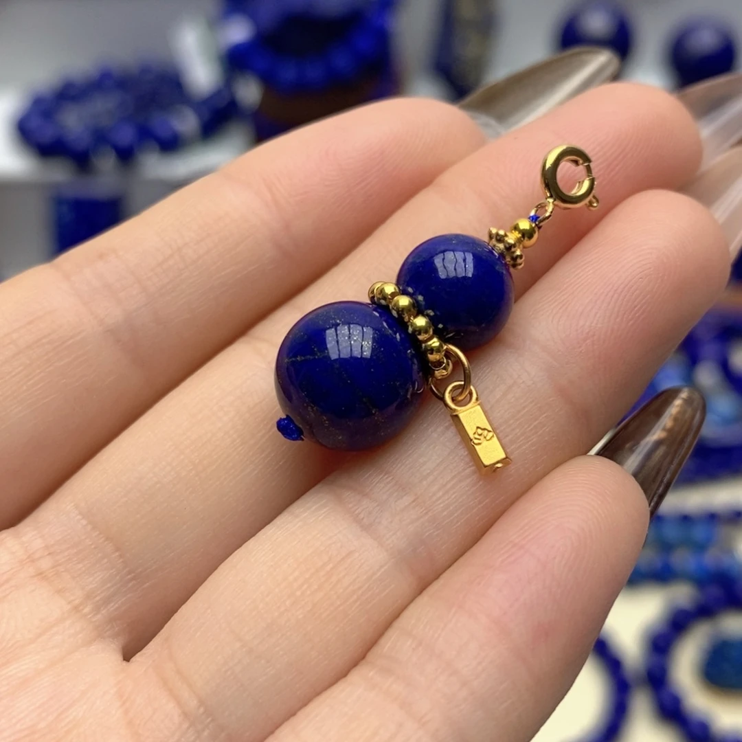 青金石银S925镀金镶嵌颈饰