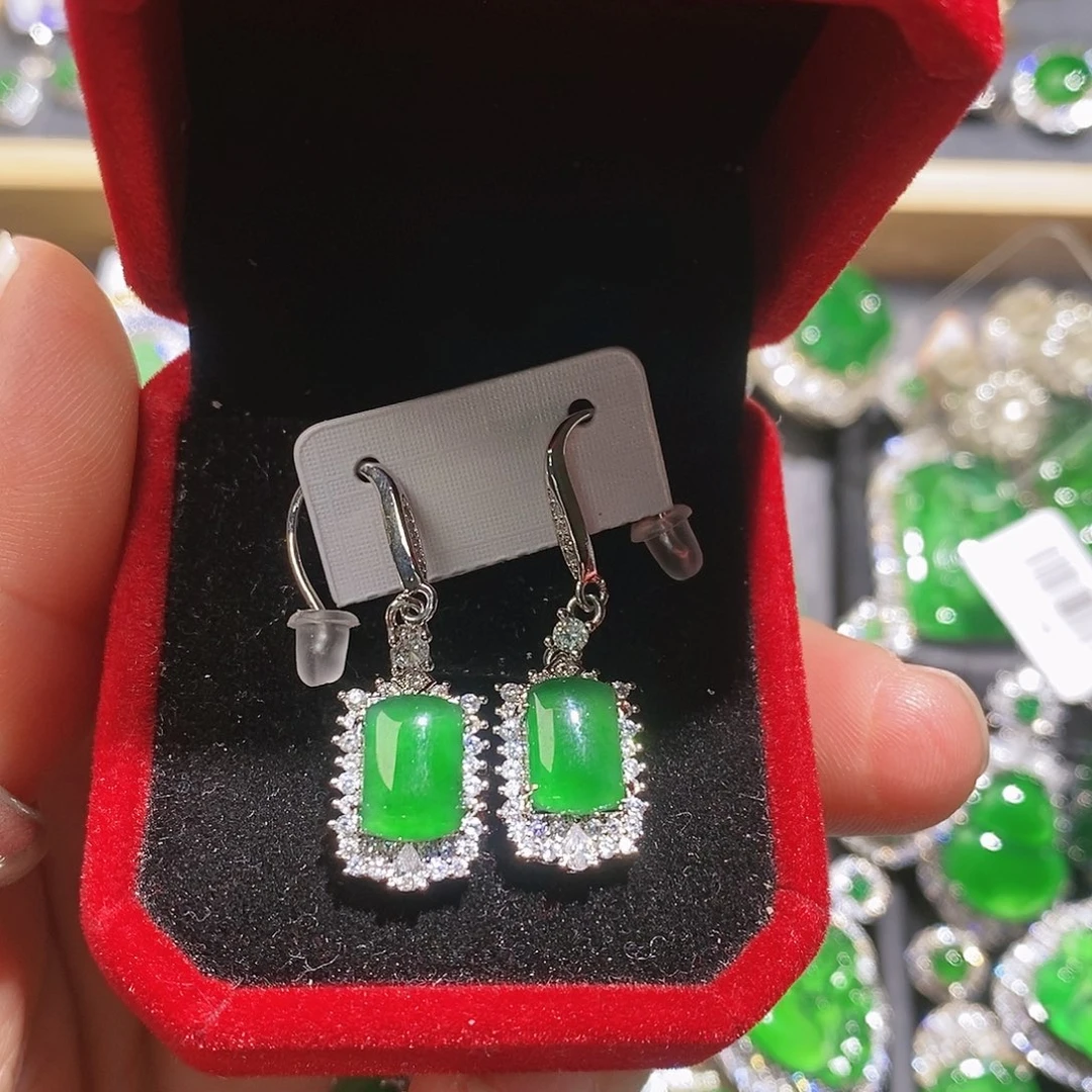 翡翠耳饰未镶嵌漫**端耳钉