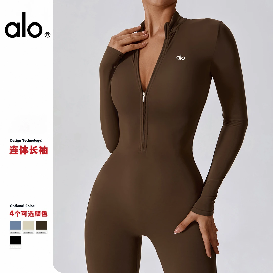Alo yoga普拉提一体瑜伽服套装女健身运动裸感连体紧身衣春季新款