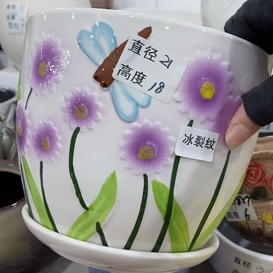 多肉绿植陶瓷花盆9.9包邮，有孔