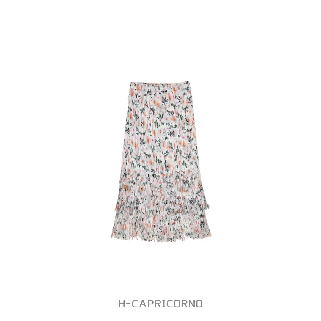 H-CAPRICORNO夏日柳暗花明律动褶裥流苏延展力半身裙