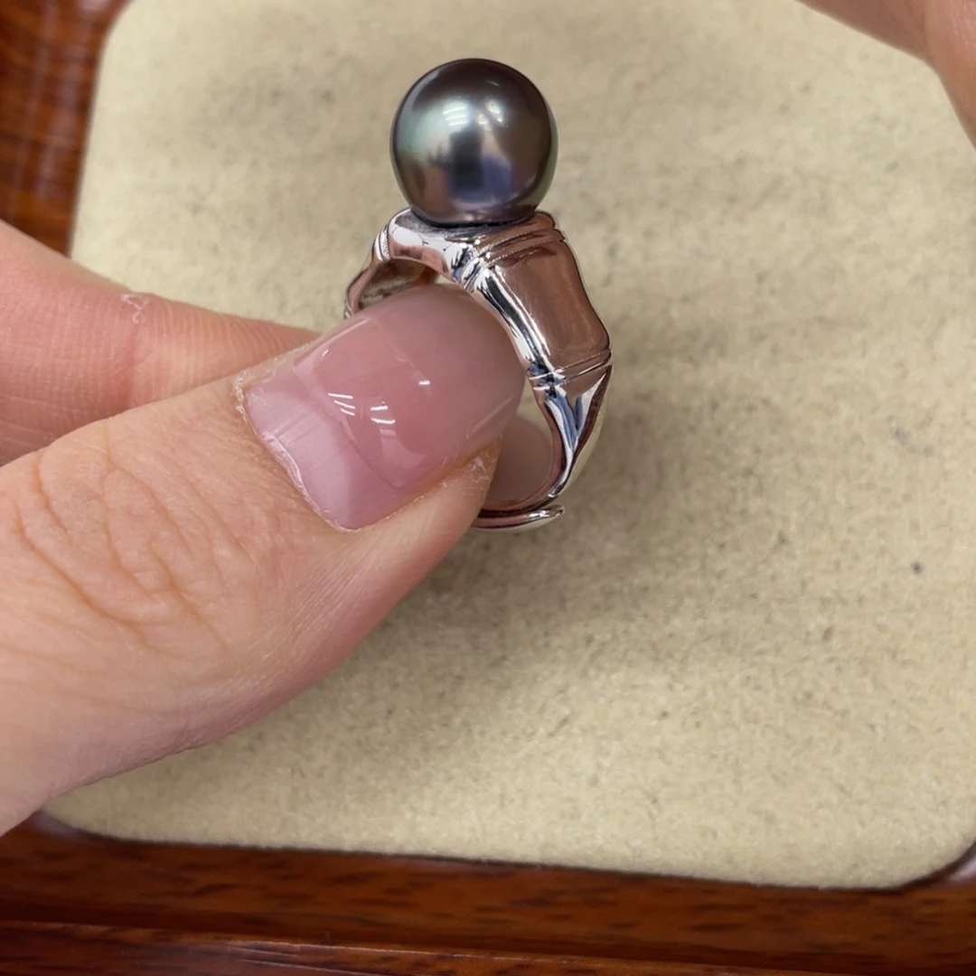 戒指银S925镶嵌海水珍珠