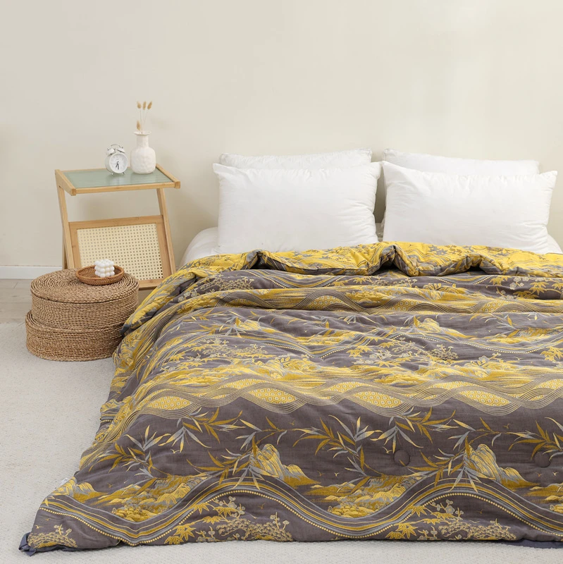 花花公子（金色年华） 150X200 纯棉全棉 高端驼绒 双层纱单人被子