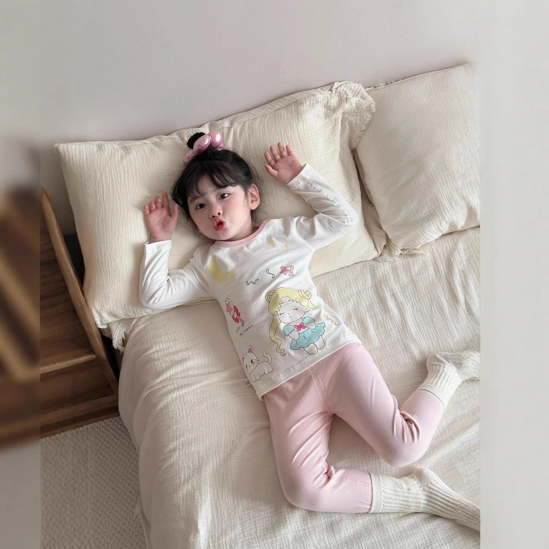 绿博尔2025款工艺款莱卡棉套装亲肤家居服睡衣秋衣裤套装卡通可爱