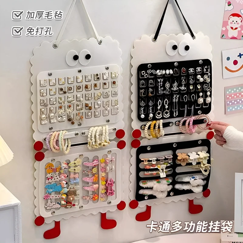 发饰收纳神器挂墙首饰挂袋耳钉耳环展示架鲨鱼发夹饰品毛毡挂架JY