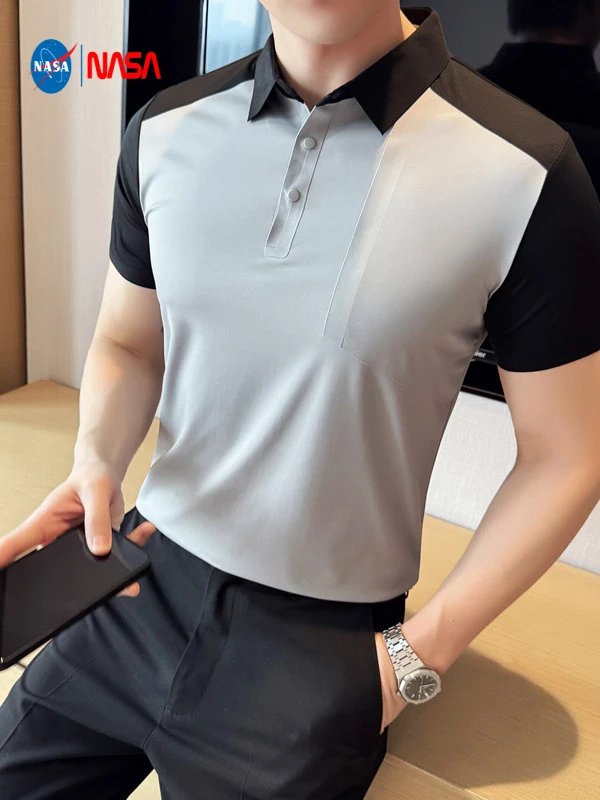 新款拼色夏季男装T恤POLO衫上衣休闲活力翻领薄款短袖青春潮流宽