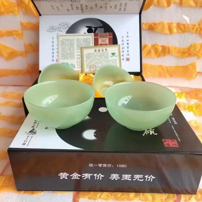 【新疆西藏包邮】玉石高仿玻璃仿玉碗琉璃玉碗礼盒2只装