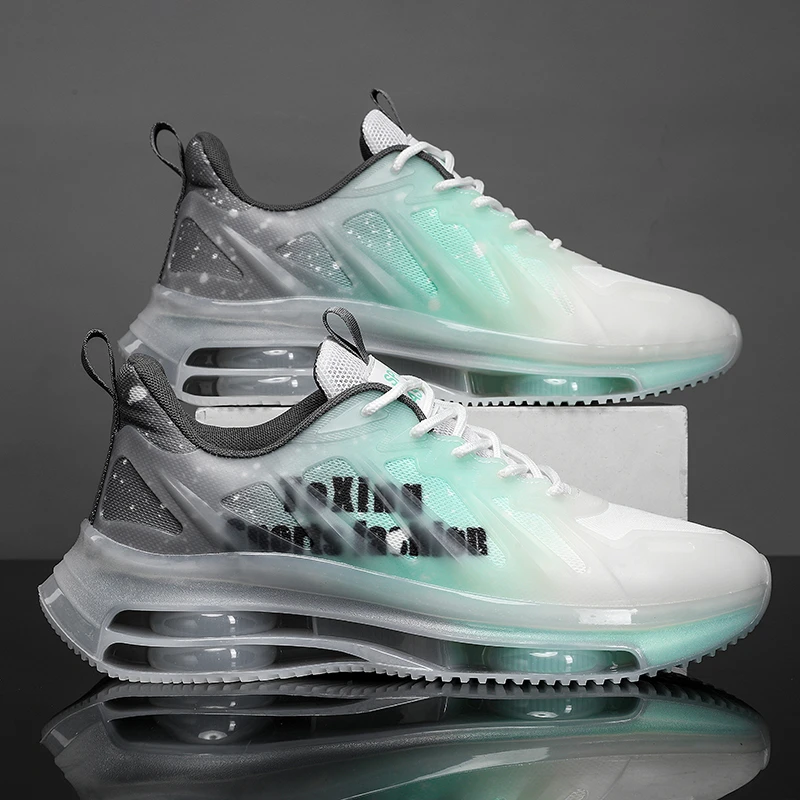 气垫跑鞋飞织男鞋增高2025新款夏季学生鞋子男款运动休闲潮鞋大码