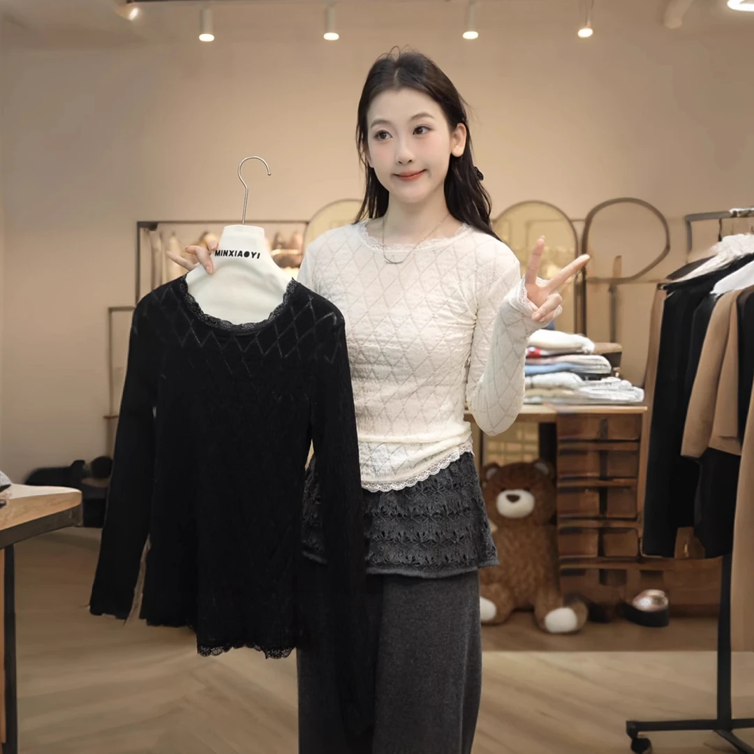 【闵笑一】柔软花间 25早秋新款百搭显瘦上衣潮牌女装针织打底女