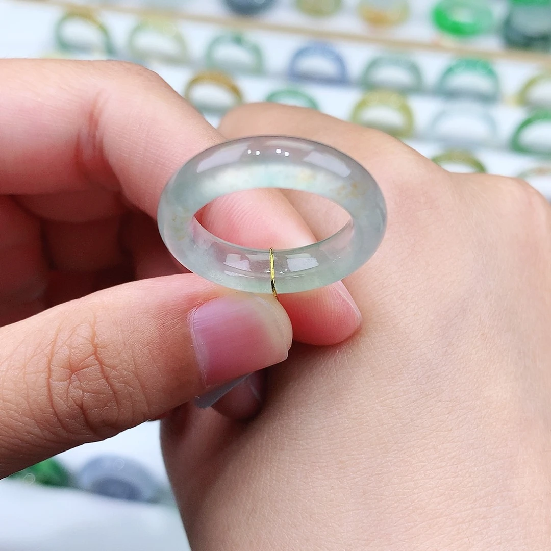 翡翠戒指未镶嵌14-15号高冰撒金