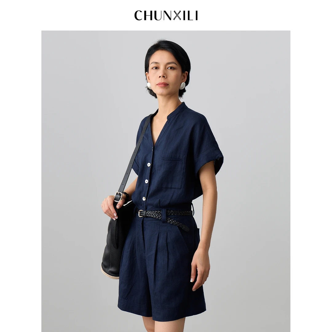 CHUNXILI/春熙里 时尚设计感亚麻连体裤D07L52050