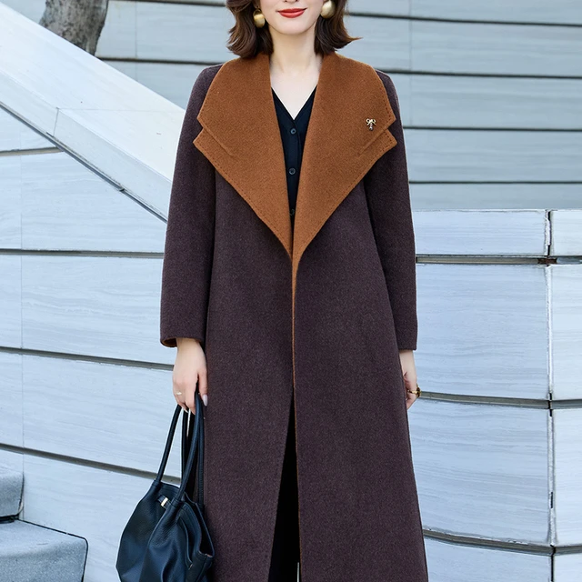 双面羊毛呢子外套女2025秋冬新款大翻领轻奢高级感中长款羊绒大衣