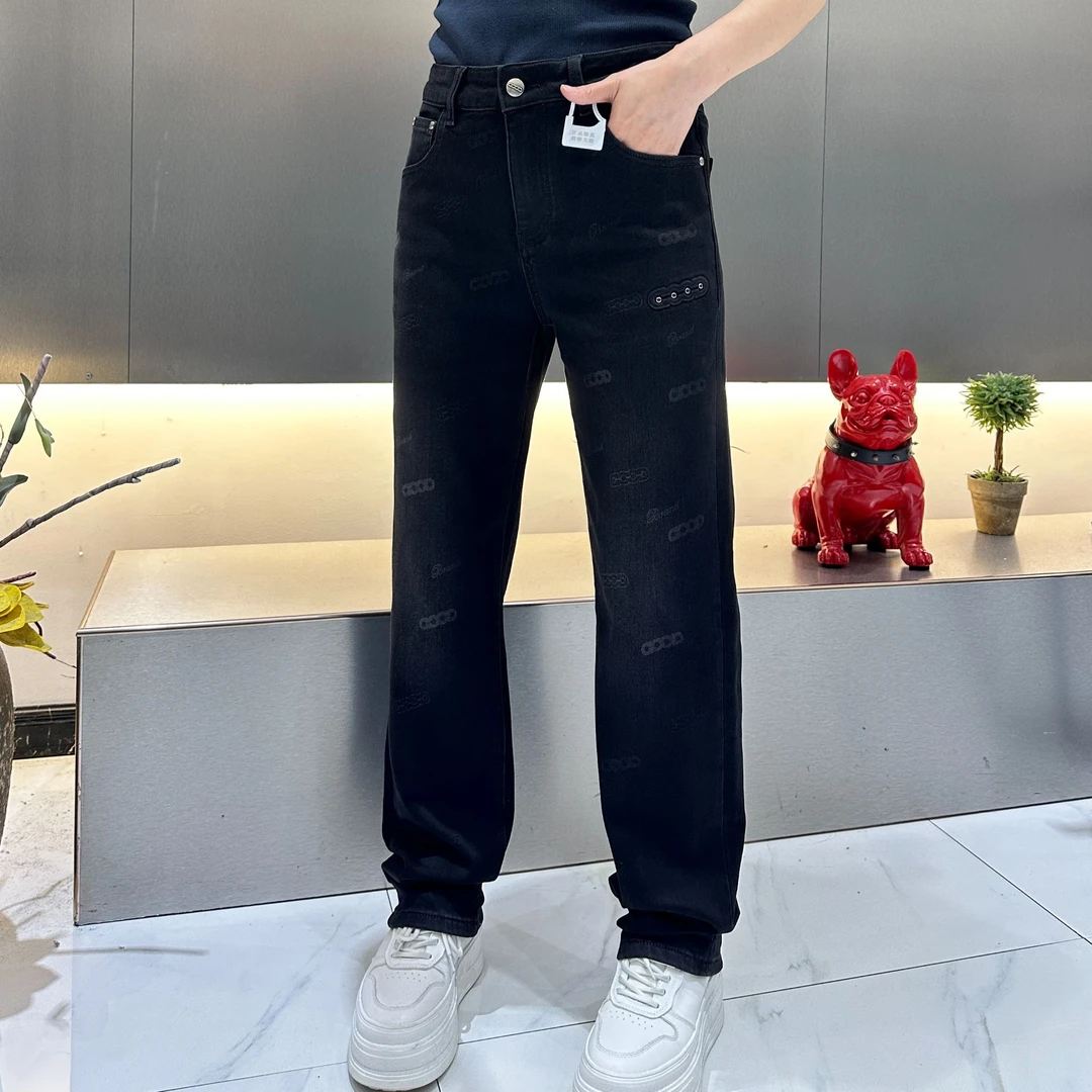 【周晓君】2025冬季新款高端男士轻奢百搭水洗牛仔直筒裤加绒