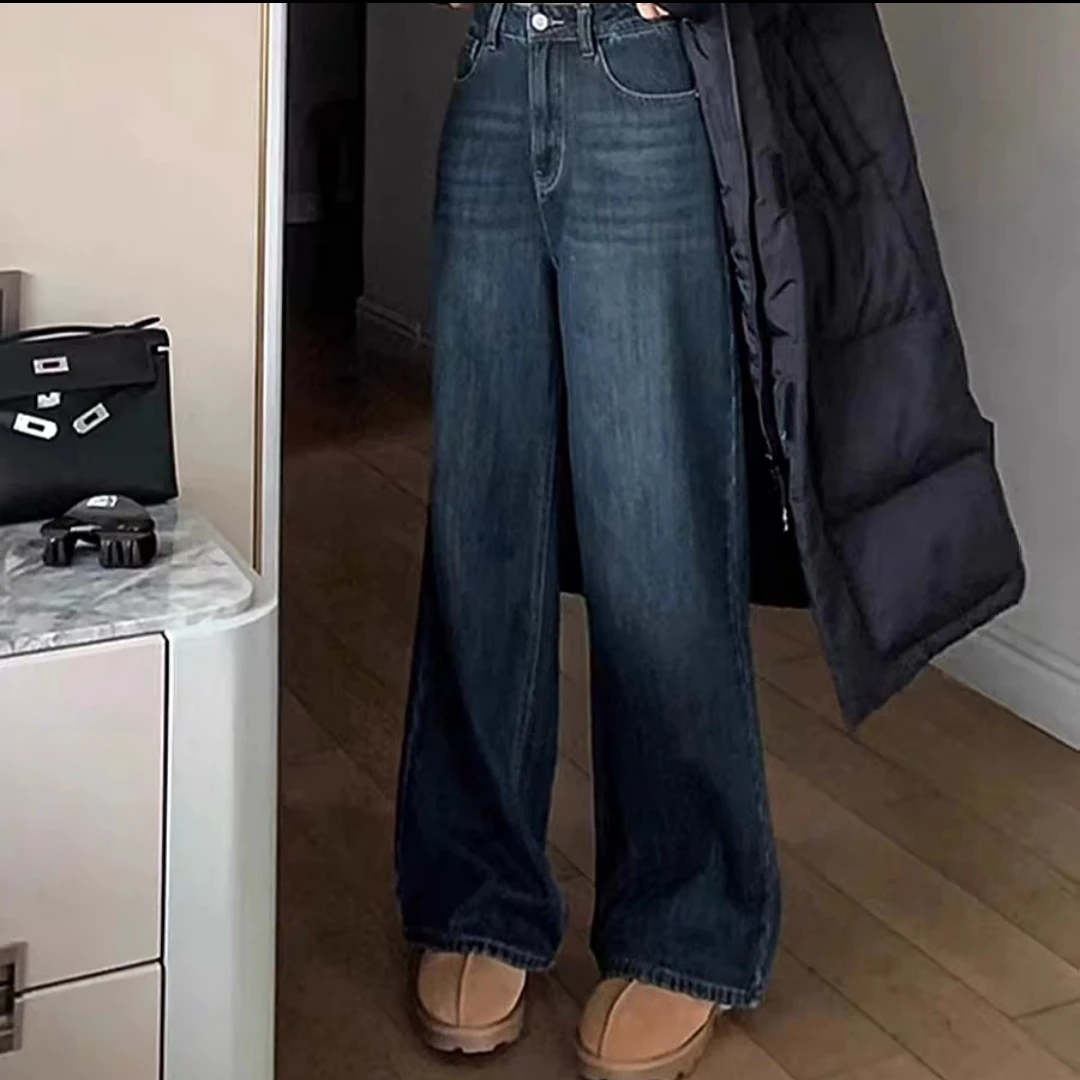 67398高腰显瘦窄版加绒阔腿裤