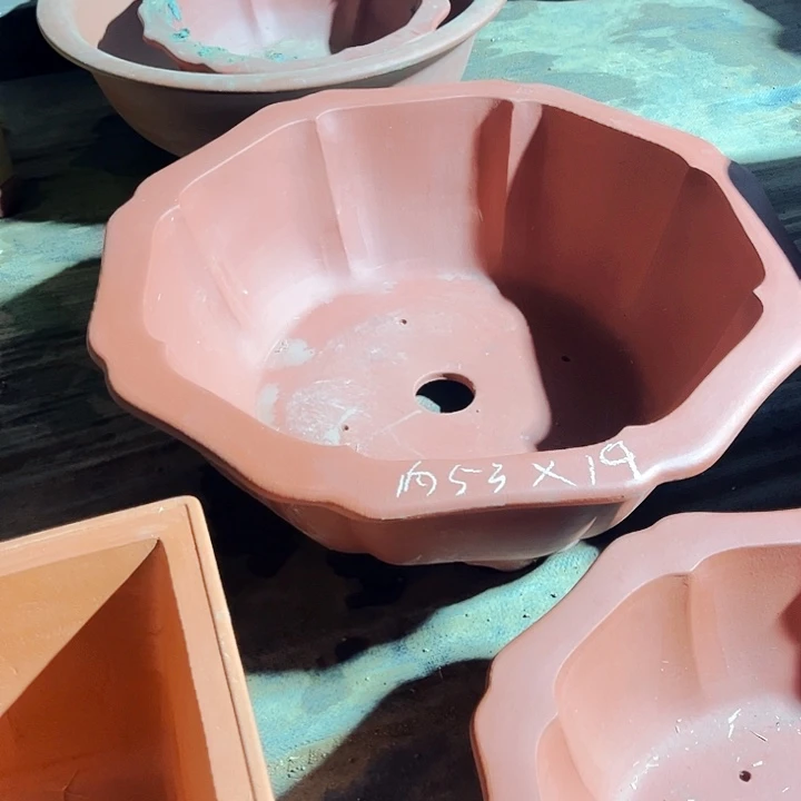 红陶宜兴紫砂花盆八方