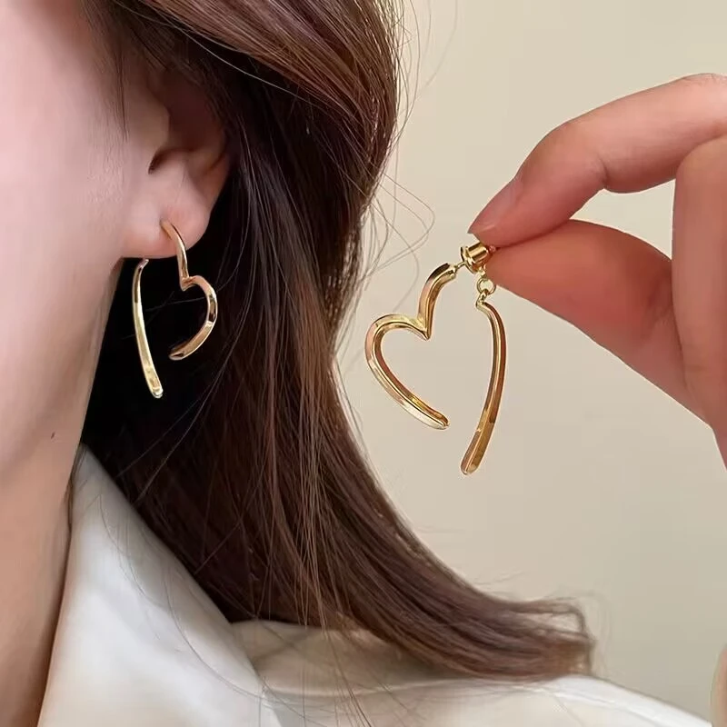 双海 铜合金耳饰 简约气质爱心耳环高级感气质时尚复古小众耳钉