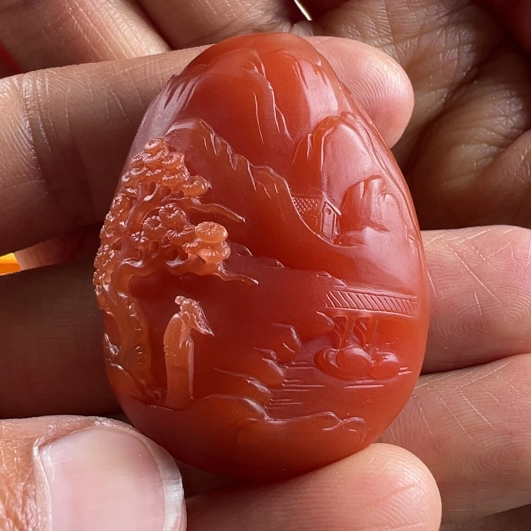 南红玛瑙山水牌42.5*30.7未镶嵌