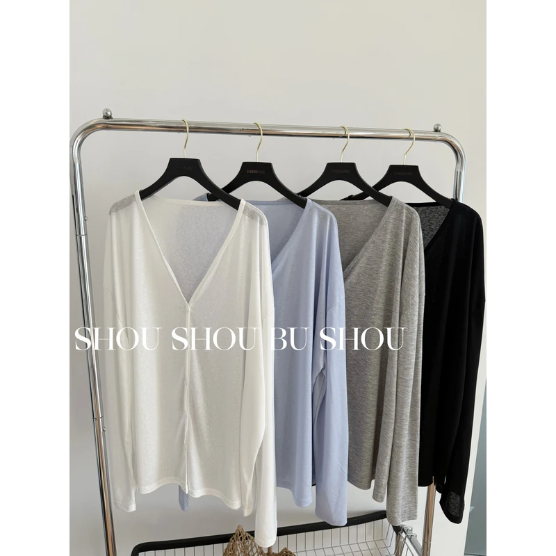 【瘦瘦】大码夏季纯色薄款莱赛尔百搭休闲长袖防晒开衫S01387