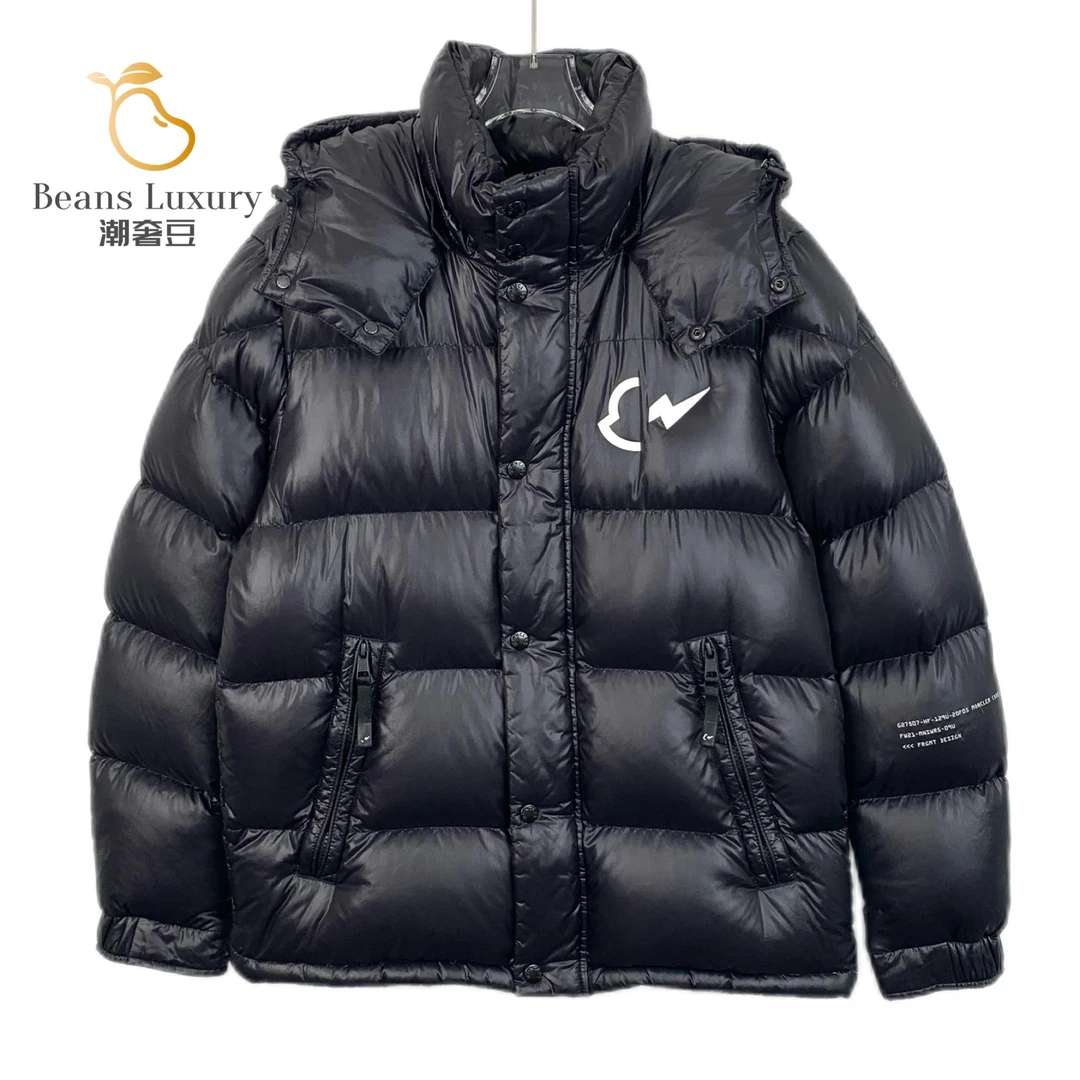 95新 MONCLER logo刺绣连帽羽绒服/H12488