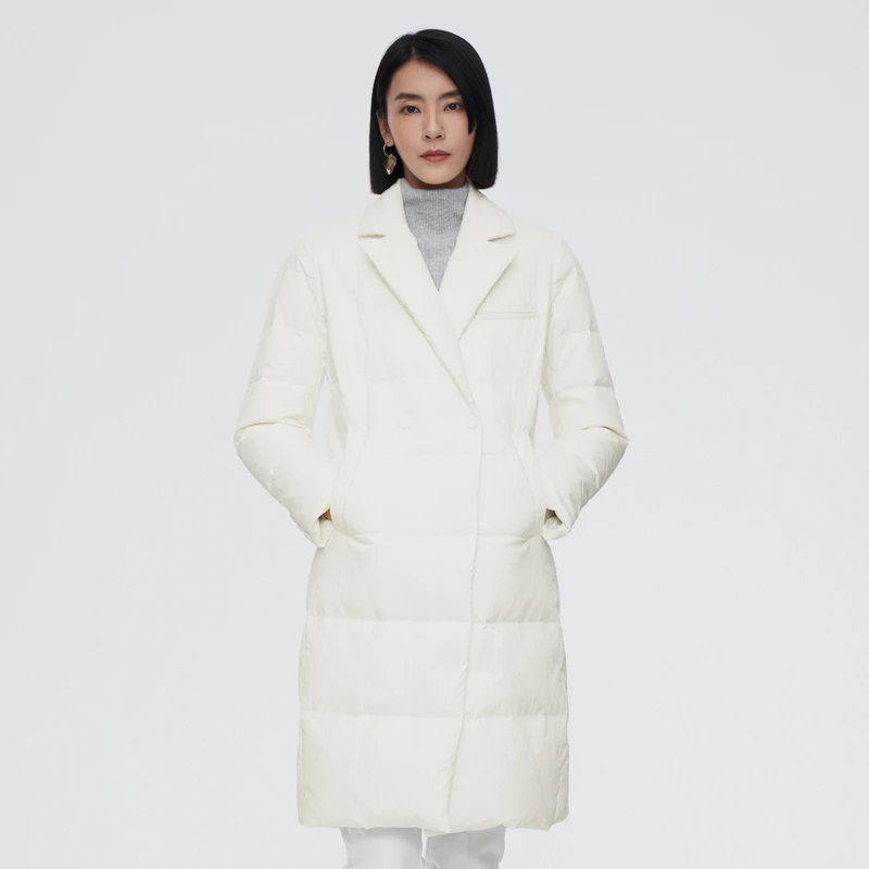 波司登鹅绒冬季新款女士商务简约中长款鹅绒保暖羽绒服通勤