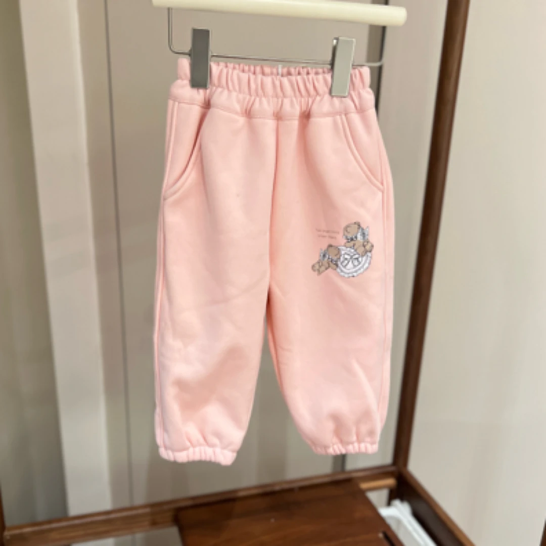 【编号Q588】BBX-12-09-儿童两只带翅膀小熊卫裤粉色-BBX