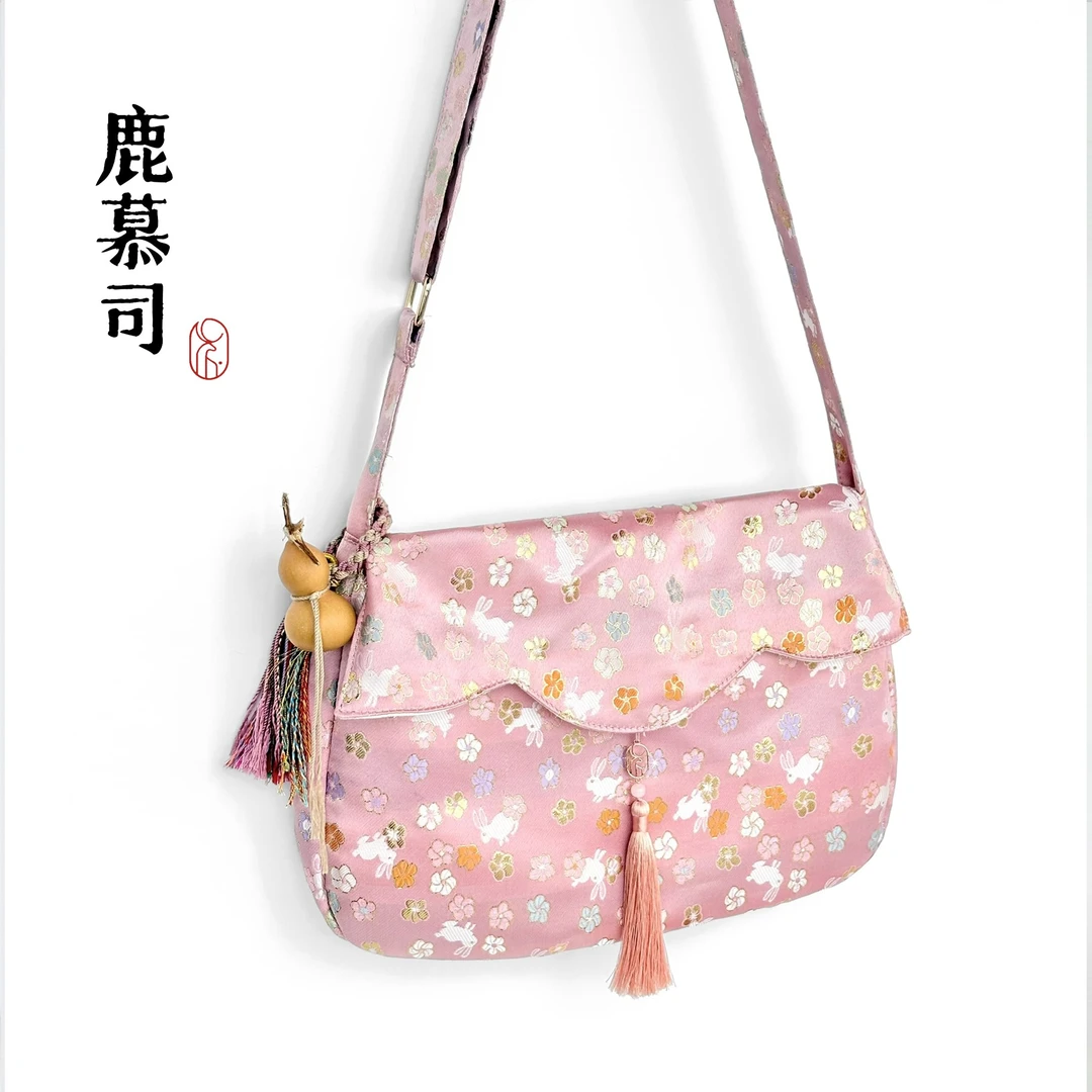 原创汉服货郎包近仕女图莲花包斜挎布包单肩可装13寸电脑A4纸休闲