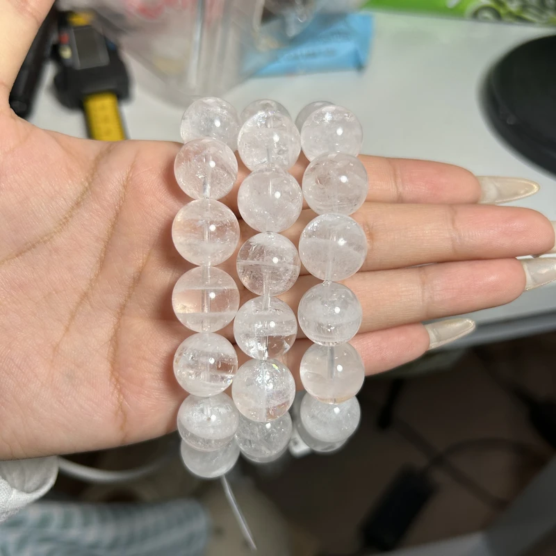 天然喜马拉雅白水晶手串暴风雪彩虹水晶手串多样性发一