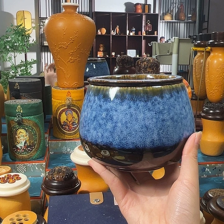 用***3瓷片黑虫罐子陶瓷罐子一对儿