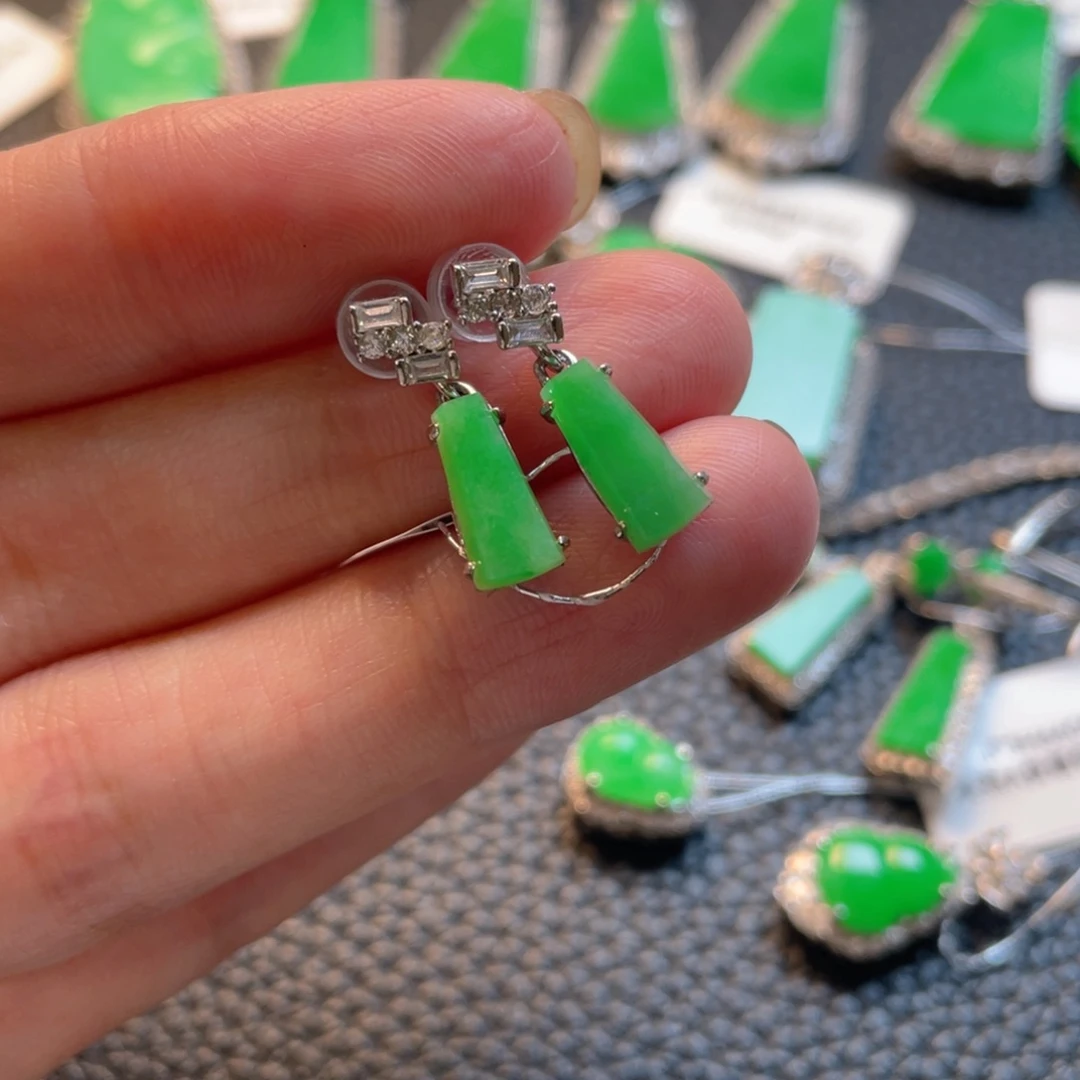 翡翠银S925镶嵌吊坠(不含链)耳坠